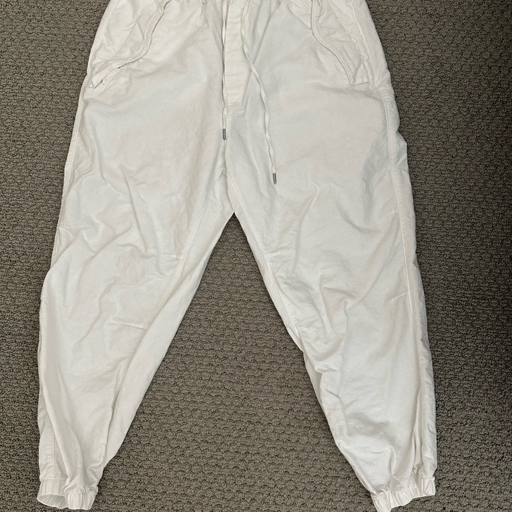 GAP White Sweatpants Relaxed Fit Elastic Cuffs